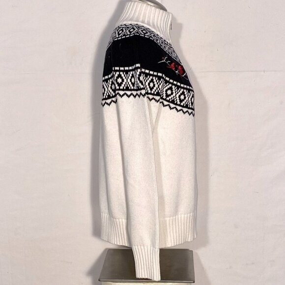 Vintage Northern Reflections Full Zip White Mock Neck Cardigan With Cardinals M - Picture 4 of 10